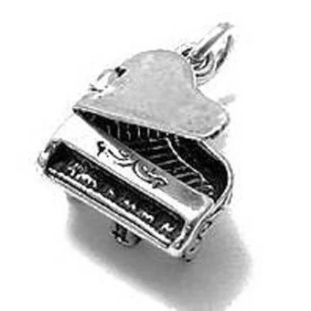 GRAND PIANO CHARM IN 3D. STERLING SILVER